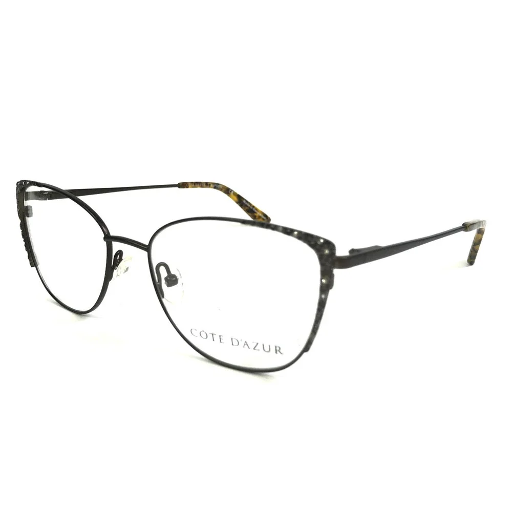 Cote D'azur Eyeglasses Frames CDA-330 C2 Brown Cat Eye Full Rim 52-17-135